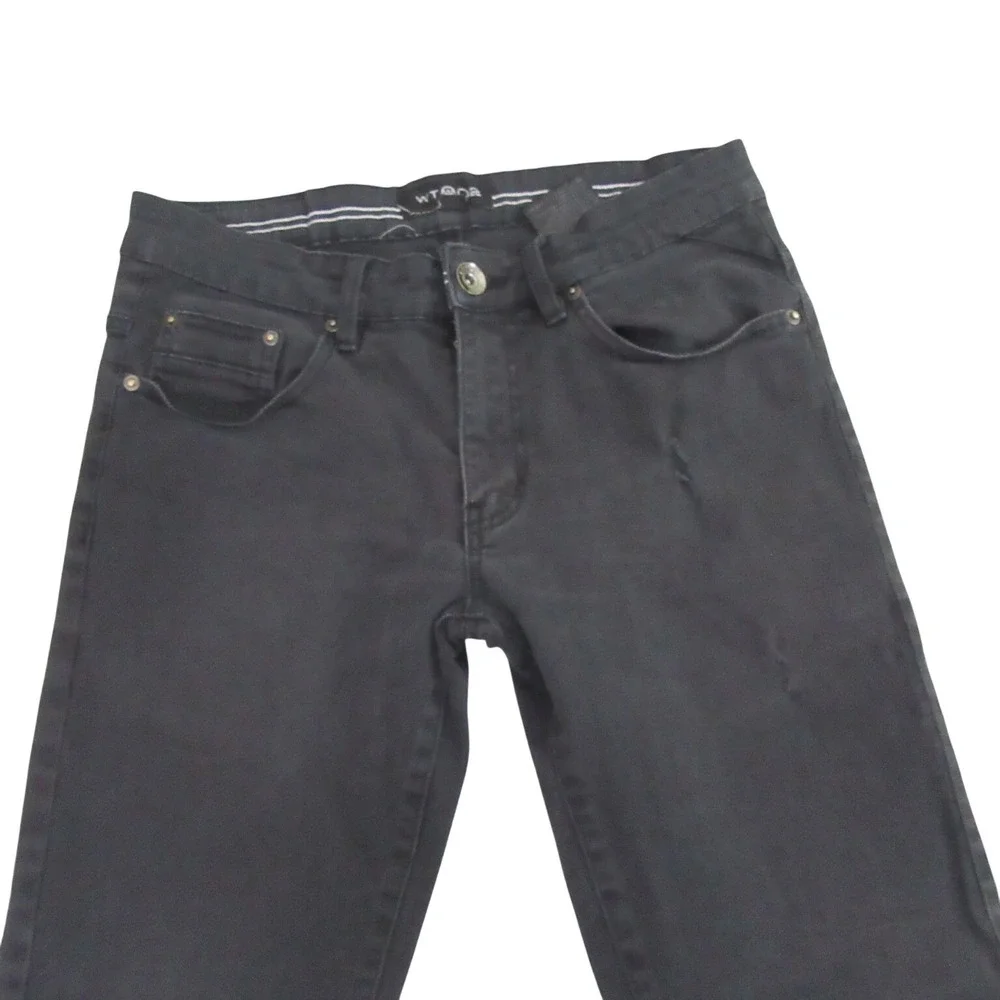 WT02 Mens Slim Straight Leg Jeans 30 x 32 Black Stretch Pocket